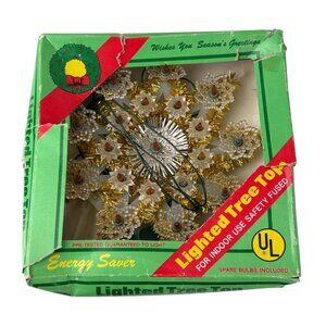 Vintage UL Lighted Tree Top Christmas Star Snowflake Tinsel Plug In READ